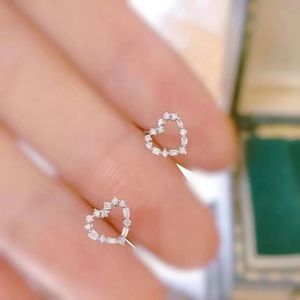 Xinfly 18k Solid Gold Heart Shape Stud <b>Earrings</b> 0.12ct Natural Diamond <b>Cute</b> Trendy Design for Girls' Wedding Party or Gift - Product Image 2