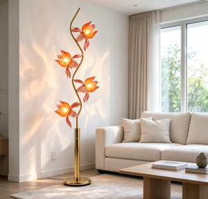 Lampadaire Moderne et Simple en Forme de Fleur de Lotus, en Métal et Fer, Design Arc, Luminaire sur Pied pour Intérieur, Idéal pour Bureau, Salon, Chambre à Coucher - Product Image 1