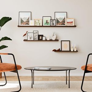 Bán hàng nóng khung ảnh hiển thị bằng gỗ nổi Kệ mộc mạc rắn gỗ Wall Mount hẹp hình ảnh gờ kệ cho phòng khách - Product Image 1