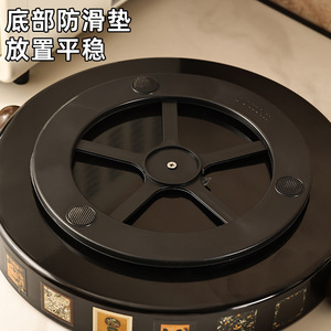 Vintage Style Rotating <b>Tray</b> Round Lacquered Multifunction Storage For Kitchen Condiment Desktop Cosmetic Organization - Product Image 3