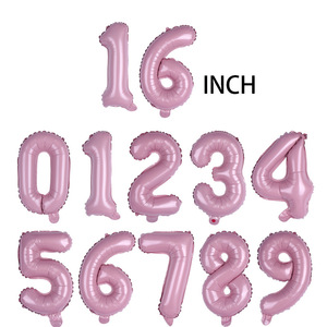 도매 0-9 숫자 모양 호일 풍선 세트 16 인치 미국 버전 생일 파티 장식용 광택 버전 번호 풍선 세트 - Product Image 4