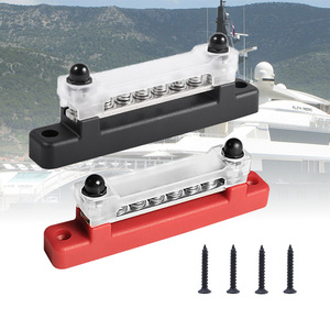 Barra de distribución de 6 vías, 150A, alta corriente, para vehículos marinos, yates, barcos, camiones, 12-48V, par rojo y negro con tornillos - Product Image 1
