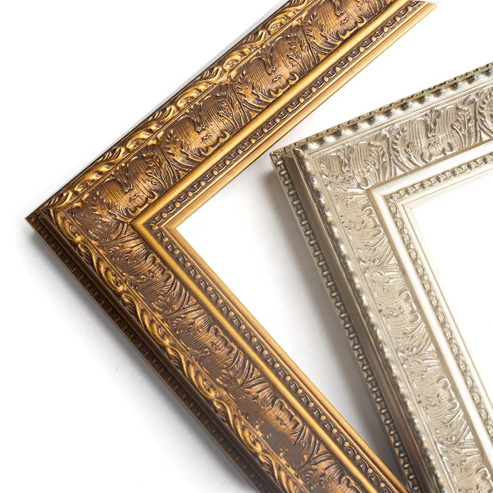 Moldura de madeira com imagem vintage luxuosa, moldura de madeira clássica da foto do vintage do ouro barroco