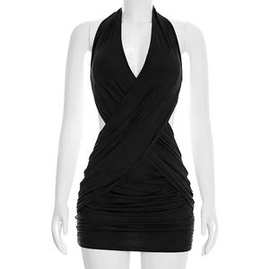 Viviblook J26DS044 Vestidos de Verano para Mujer, Nuevo Vestido Sexy Ajustado con Cuello en V Profundo, Tirantes Cruzados, Mini Vestido Informal para Fiesta - Product Image 5