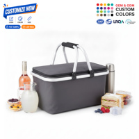 Panier isotherme pliable pour pique-nique, avec cadre en alliage, couvercle isolant, panier portable pour aliments et boissons, pour pique-nique, camping, shopping
