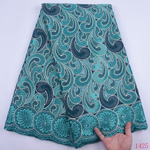 Tela de encaje africano de algodón suizo de alta calidad, tejido bordado de gasa nigeriana suiza para vestido de boda, 1425 - Product Image 2