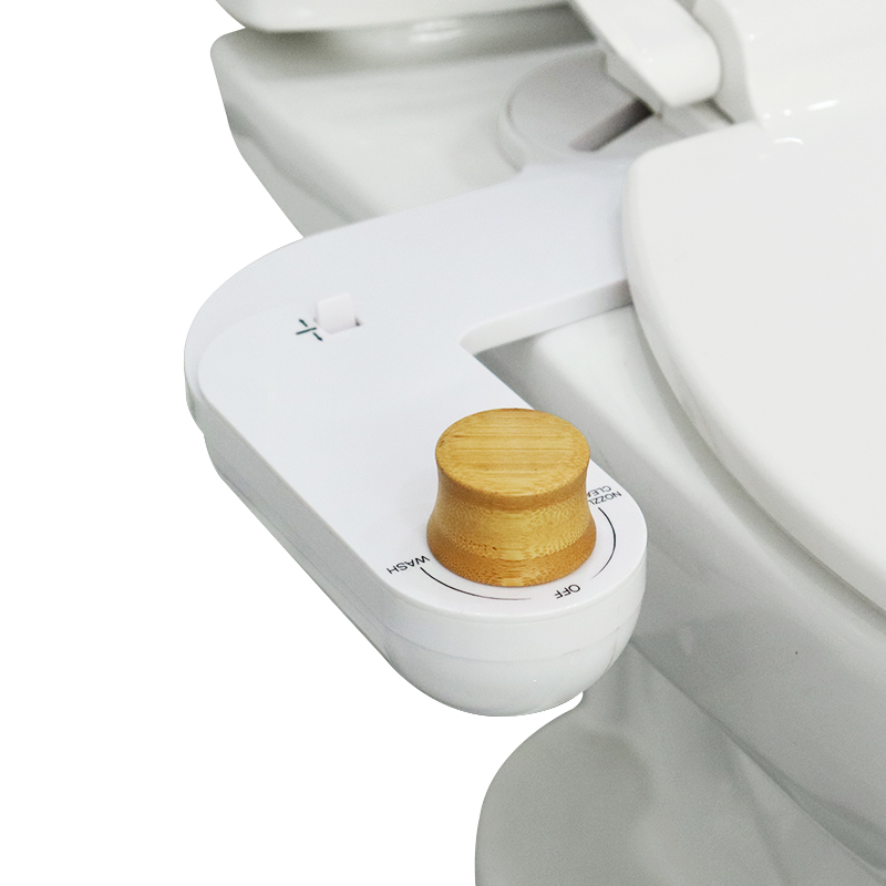 Новый дизайн, Бамбуковая ручка, холодная вода, не электрическое биде, прикрепленное к унитазу, регулируемое биде, туалетное крепление