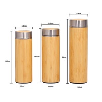 Beauchi-botella de bambú ecológica de acero inoxidable, taza de café inteligente, vaso de viaje de bambú aislado con Infusor de té