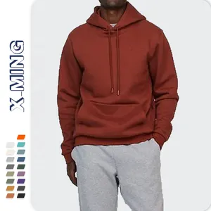Wholesale cheap crew neck casual outdoor red men oversize hoodies unisex custom logo embossed sweatshirt with high quality