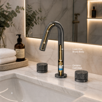 Robinet de lavabo haut de gamme anti-traces de doigts, mitigeur de lavabo à double poignée, robinet de lavabo de salle de bain, design à poignée moletée