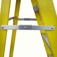 Échelle à marches en aluminium et fibre de verre non conductrice, antidérapante, jaune, 5 marches, pour utilisation extérieure, capacité 150 kg, EN 131