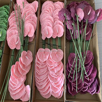 B-808 Fleurs en gros pour décoration de mariage, fleurs d'anthurium en latex à toucher réel, arrangements floraux, anthurium rose à tête unique