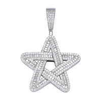 Pendentif en argent 925 avec moissanite ronde taille brillant, style hip-hop, pour femmes et hommes