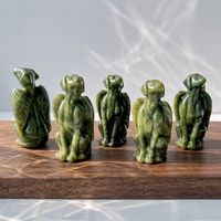 Offre Spéciale sculptures en pierre de jade vert naturel de haute qualité chien de jade vert avec des ailes pour les cadeaux et la décoration