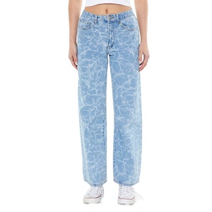 Nouveaux jeans à jambes larges pour femmes, imprimés à l'eau, 100% coton, jeans boyfriend pour femmes - Product Image 4