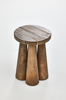 Table basse classique en bois d'orme recyclé, table basse ronde en bois pour salon
