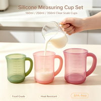 Ensemble de tasses à mesurer en silicone, 3 pièces, échelle graduée transparente, 160 ml, 250 ml, 350 ml, tasses à mesurer de qualité alimentaire avec bec verseur pour la cuisine, la pâtisserie et les boissons