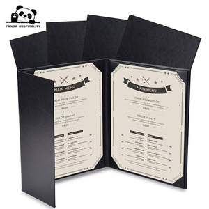 Protège-menus en cuir PU 8,5x11 po (2 pages) et 4,25x11 po (demi-page) avec coins biseautés pour listes <span class=keywords><strong>de</strong></span> vins, bars à café, pubs et hôtels - Product Image 1