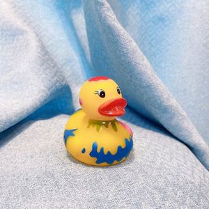 New Children's <b>Bath</b> Toy Little Yellow Duck with Creative Graffiti Vinyl Squeeze Sound Water Play Made of Durable Plastic - Product Image 6
