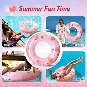 Bouées de piscine gonflables en PVC rose pêche en gros d'usine - Tubes et anneaux de natation pour la décoration de fêtes à la plage - Product Image 1