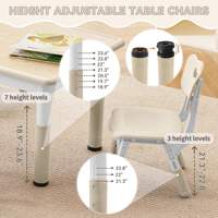 Ensemble de bureau et chaise contemporains en plastique réglables en hauteur, écologiques, pour enfants, idéal pour chambre d'enfant et maternelle