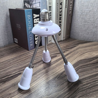 Universal E27 to 4 E27 LED Light Lamp Holder Studio Softbox 3 E27 Screw Bulb Lamp Head Conversion E26 Extension Lamp Base White
