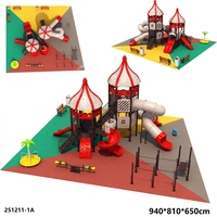 Juego de Juegos Infantiles de Alta Calidad para Parques de Diversiones, con Temática Vibrante de Circo, Tobogán Grande para Exteriores