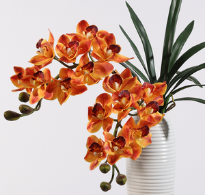 Fleur d'<span class=keywords><strong>orchidée</strong></span> <span class=keywords><strong>Cymbidium</strong></span> artificielle à 8 têtes, fleur à toucher réel, fleur décorative pour mariage - Product Image 6