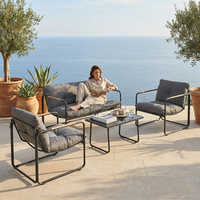Ensemble de mobilier de patio moderne en métal, canapé d'extérieur élégant en tissu, ensemble de conversation de jardin avec coussins imperméables pour parc et appartement