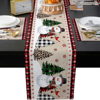 Chemin de table en lin de Noël vintage de luxe 33*230cm, décoration de table pour la maison et l'hôtel