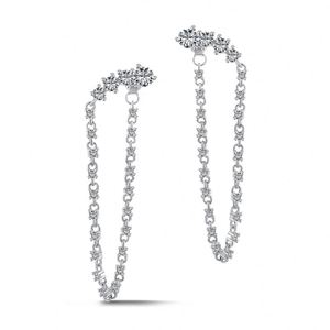 Dylam New Arrival 5A Cubic Zirconia Stud <b>Earrings</b> with Chain 925 <b>Sterling</b> <b>Silver</b> Hypoallergenic <b>Dangle</b> <b>Earrings</b> for Women - Product Image 1