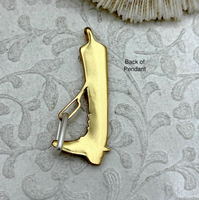 Pendentif Équestre Botte et Étrier Plaqué Or 18 carats, Breloque Équitation, Accessoire Collier Étanche