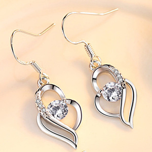 Orecchini a goccia a forma di cuore per donna, stile gancio, eleganti gioielli alla moda per le orecchie - Product Image 3