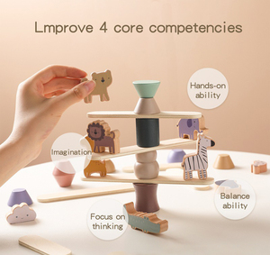 Bloques de Madera para Equilibrio, Juguete de Animales para Reconocimiento de Colores, Rompecabezas Clásico, Entrenamiento de Concentración, Educación Montessori - Product Image 3