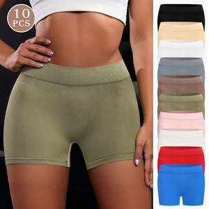 Shorts Deportivos de Cintura Media para Mujer, Tejido de Nailon y Algodón sin Costuras, Estilo Europeo y <span class=keywords><strong>Americano</strong></span>, Color Sólido - Product Image 1