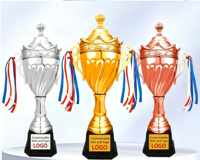 Trophée en métal, plusieurs designs, logo personnalisé OEM, toutes tailles, formes et textes, vente en gros