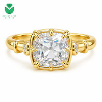 Bague en diamant de laboratoire taille coussin certifiée IGI, or jaune 18 carats, 1 carat D VVS CVD HPHT, personnalisable, vente en gros, tendance, unisexe