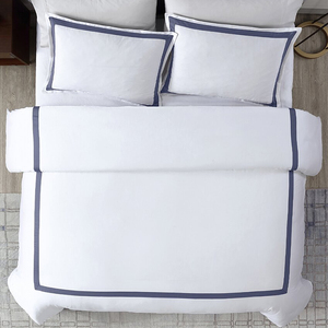 Ensemble de housse de <span class=keywords><strong>couette</strong></span> en satin de coton blanc certifié OEKO-TEX, ultra doux, haute densité, 60s 300TC, motif géométrique, luxe - Product Image 3