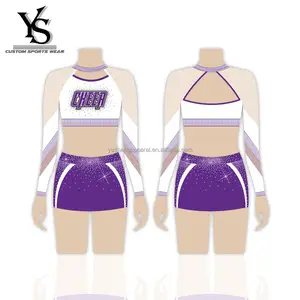 Uniforme personalizada meninas cheerleading atacado todos estrelas cheer vestuário com malha