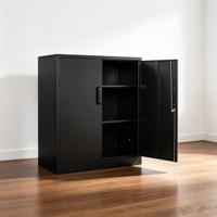 Kabinet penyimpanan baja hitam Modern yang dapat dikunci dengan 2 pintu lemari arsip logam kecil untuk rumah kantor sekolah atau Gym untuk Hotel