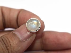 Natural Blue <b>Fire</b> Rainbow Moonstone Cabochon 8mm Round Gemstone 925 Sterling Silver Handmade Pendant - Product Image 1