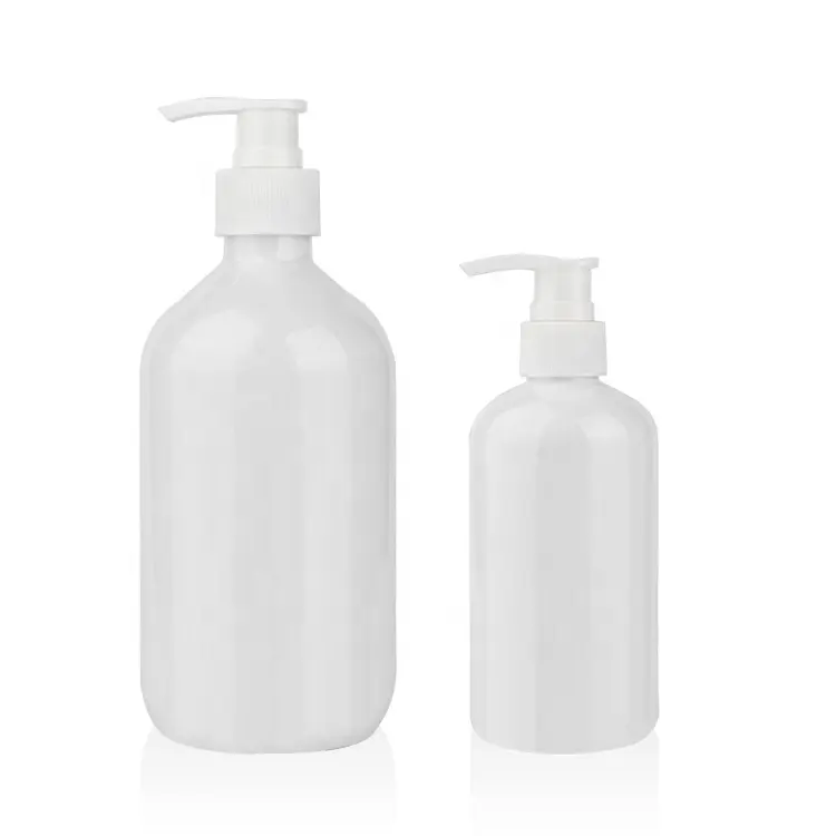 White Color Shampoo Bottle 250ml Plastic Bottle With White Pump Head Lotion Bottle Customized Size