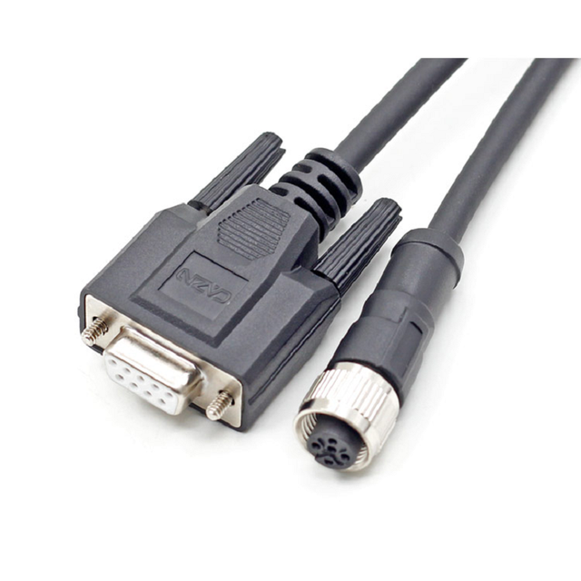 M12 to DB9 RS232 Adapter Cable M12 5Pin 8Pin 12Pin male D-Sub 9Pin female 8x24AWG shielded cable CAN bus NMEA 2000