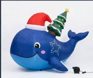 Christmas Dolphin Air Dancer Inflatable Decoration with LED <b>Lights</b> Outdoor Blow Up Marine Animal Ornament for Yard Garden Decor - Product Image 4