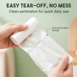 10 Gallon <b>Large</b> White T-Shirt Trash Bags, 5 Rolls 84 Count Flat Unscented Garbage Bags, Disposable Trash Liners for Kitchen - Product Image 4