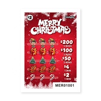 Tarjetas de premios de Navidad para el juego Match-3, papel estucado CMYK, serigrafía, boletos personalizados con pestaña, papel kraft.