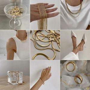 Bagues de couple personnalisées en acier inoxydable plaqué or 24K, 14K, 18K, étanches, style américain, et bagues chaîne cubaine en acier doré, bijoux en gros - Product Image 2