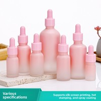 Botella de Vidrio Rosa Degradado Esmerilado con Gotero, 5ml 10ml 15ml 20ml 30ml 50ml 100ml, Reciclable, Vacía, para Suero, Aceite Esencial, de Lujo