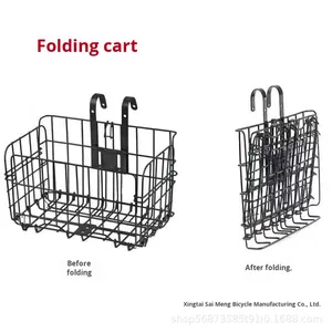 La <span class=keywords><strong>suspension</strong></span> de guidon <span class=keywords><strong>en</strong></span> fil d'acier de haute qualité permet un démontage facile Panier pliant à ouverture libre Panier de vélo - Product Image 5