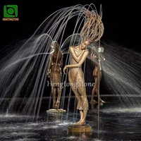 Décoration de jardin extérieure, statue de femme en bronze, fontaine, sculpture